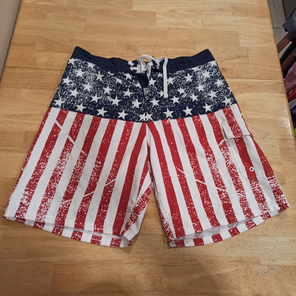 USA flag swimming shorts. Size XL